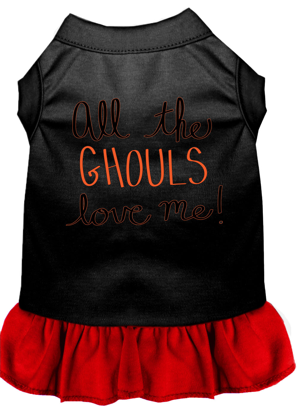 All the Ghouls Screen Print Dog Dress Black with Red Med